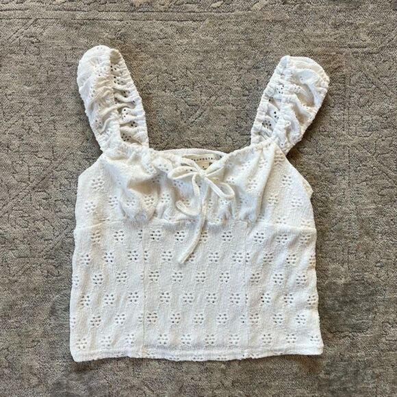 Aeropostale Eyelet Square Neck Crop Top White Women Size S/M - Picture 4 of 4
